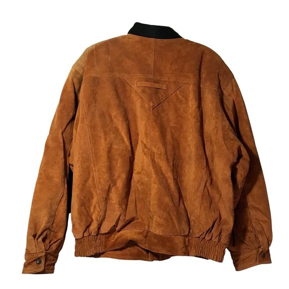 Echtes Schweinsvelours Leder Brown Suede Bomber Jacket Size 52 XL Like New - Picture 2 of 4